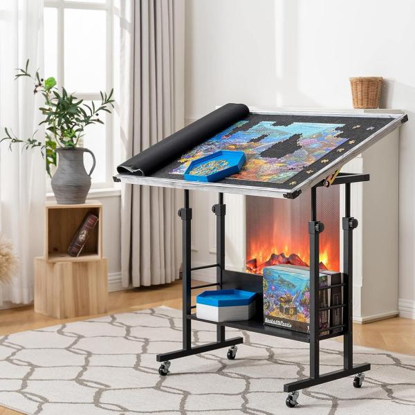 Jigsaw Puzzle Play AJUNION 1500 Piece Table with Adjustable Height and Educational Toy
