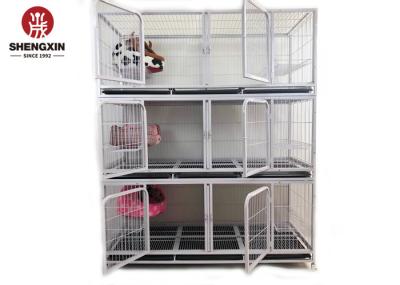 Customizable White Metal Dog Cage 3 Layer Double Door Dog Kennel