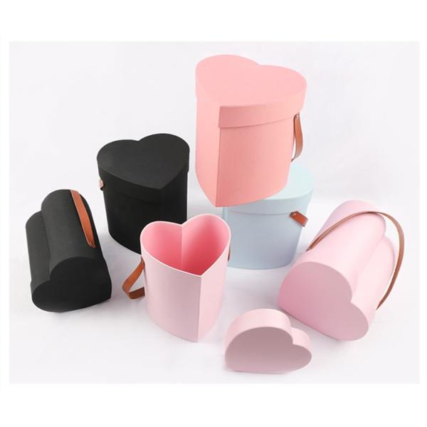 Luxury Pink Black Cardboard Paper Rose Packaging Heart Shape Tube Gift Box with Lid