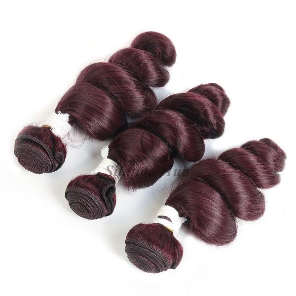 #99J Dark Wine Loose Wave Remy Human Hair Bundles Sew In Weave Bundles Brazilian Bundle Deals