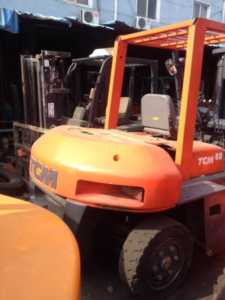 Used TCM FD80 forklift truck 8T ISUZU engine 3m lifting heightdiesel forklift