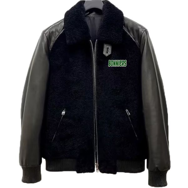 Custom Shearling Leather Varsity Men'S Jacket Collared Sherpa Fleece Stand Casual Letterman Winter Clothes for Men
