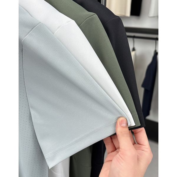 2786Summer new 195g 100% polyester fiber fashionable men's commuting ice silk polo shirt