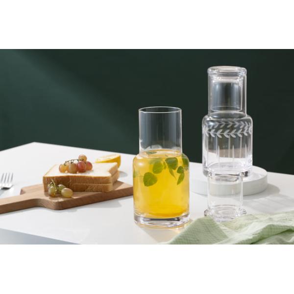36 Oz Lead Free Glass Water Pitcher Handmade Bedside Water Carafe With Cup