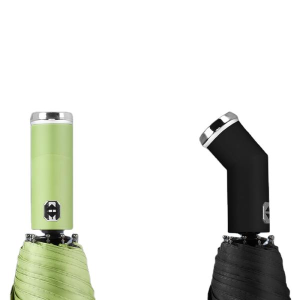 Rotating LED Flashlight Handle Automatic Folding Umbrella for Travel and Advertising