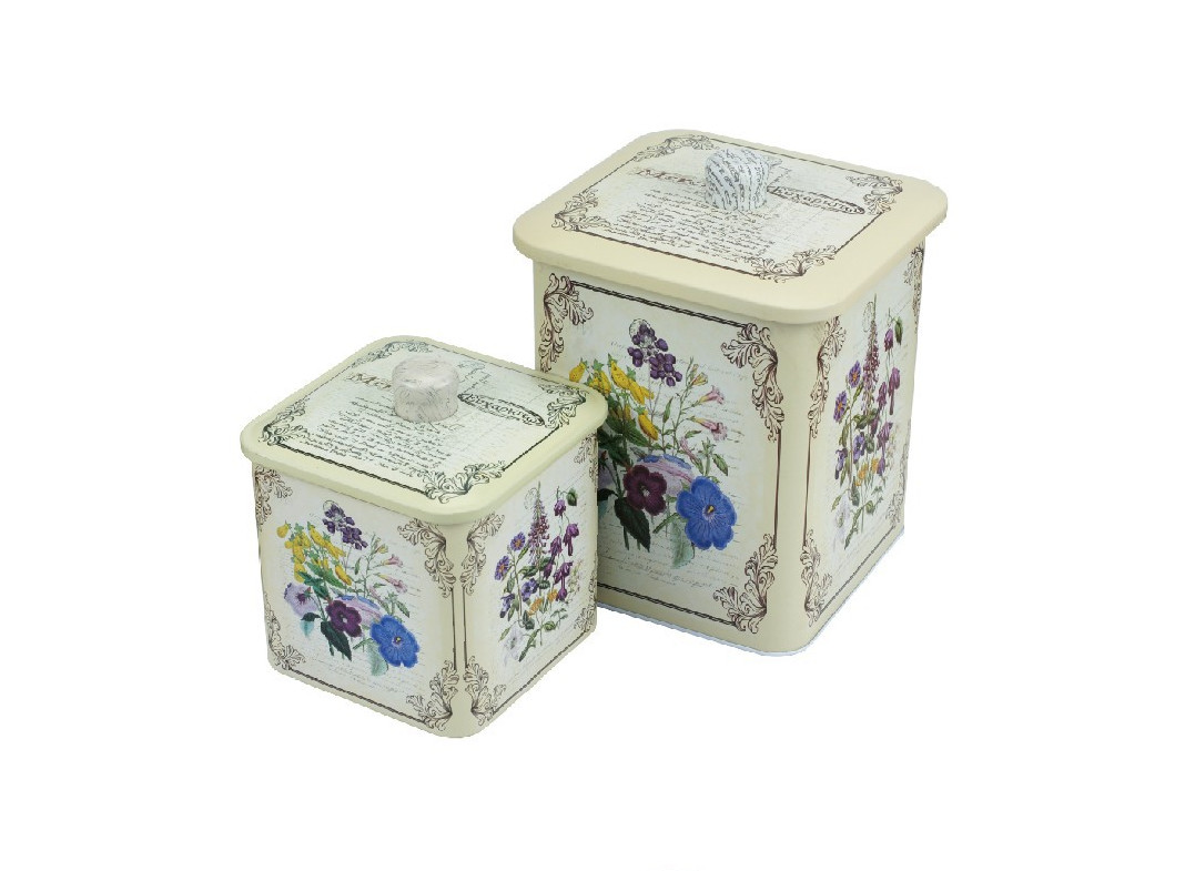New Flower Pattern Square Matel Tin Box With Fancy Customized Design Decorative Tin Boxes