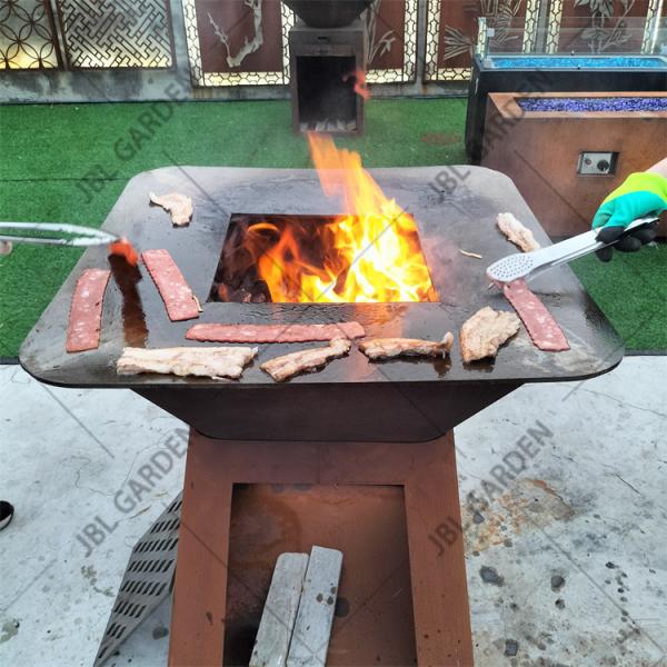 850mm Diameter Corten Steel Fireplace Grill Smoker Bbq Grill INTERTEK Certified