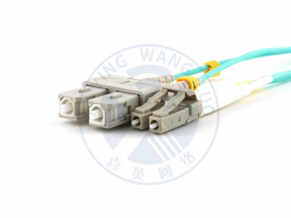XYFiber multimode OM3 duplex fiber optic patch cable 50/ 125 SC to LC aqua