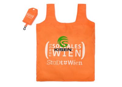 190t Lightweight Reusable Shopping Bags , Logo Printing Orange Reusable Shopping Bags