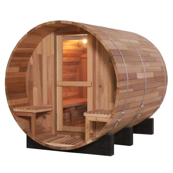 Traditional Canadian Red Cedar Solid Wood Barrel Sauna Rooms Outdoor Wet Steam