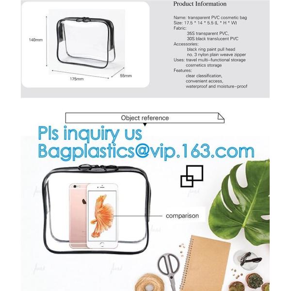 Popular Iridescent Clear PVC Makeup Bag, custom logo printing clear pvc makeup Bag, portable cosmetics makeup bag, handl