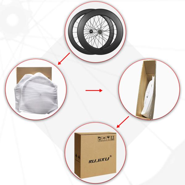 RUJIXU Carbon Wheelset 700c Route roues de vélo 6560mm Disque frein Clincher roue de vélo Jante de frein Roues de vélo