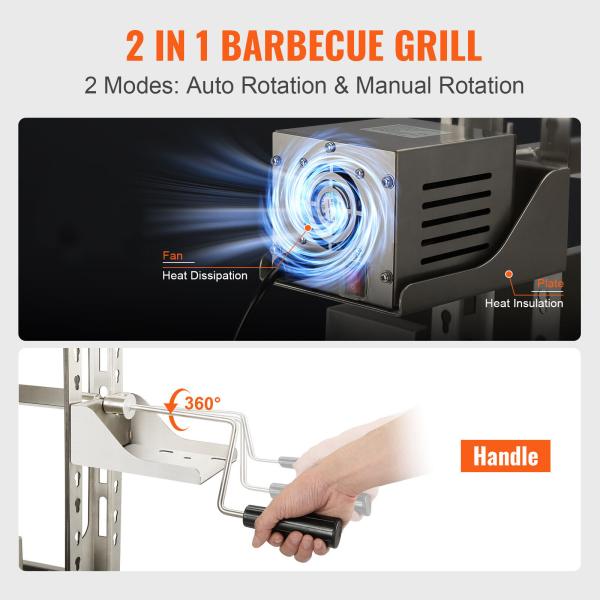 Easily Cleaned Stainless Steel Electric Roast Barbecue Grill for Charcoal Grills
