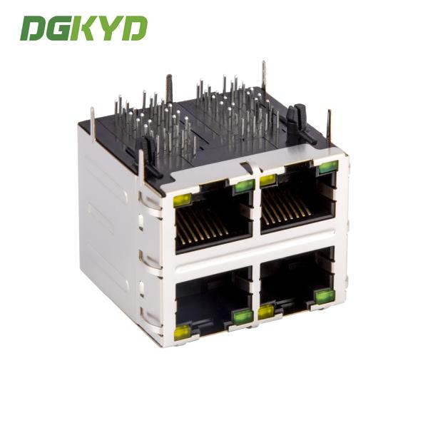 Shield 2X2 Double Deck 4 Port 1000M Cat6 RJ45 Modular Jack With Ethernet Filter DGKYD22Q077DB2A4D068
