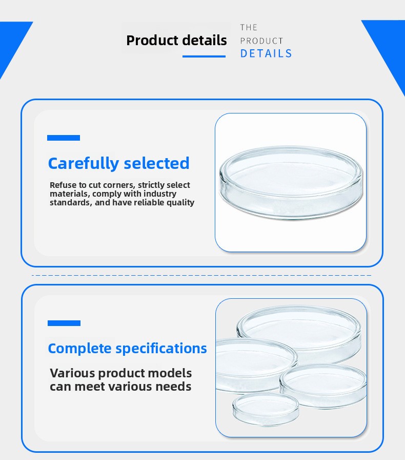 Glass Petri Dishes 90mm 60mm 75mm 120mm 150mm 180mm Cell Culture High Borosilicate Flat Model Fifty Jiangsu Origin