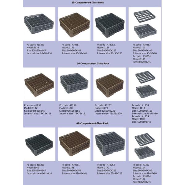 PP Compartment Glass Rack Kitchen Plate Rack For Commercial Dishwashing Machine