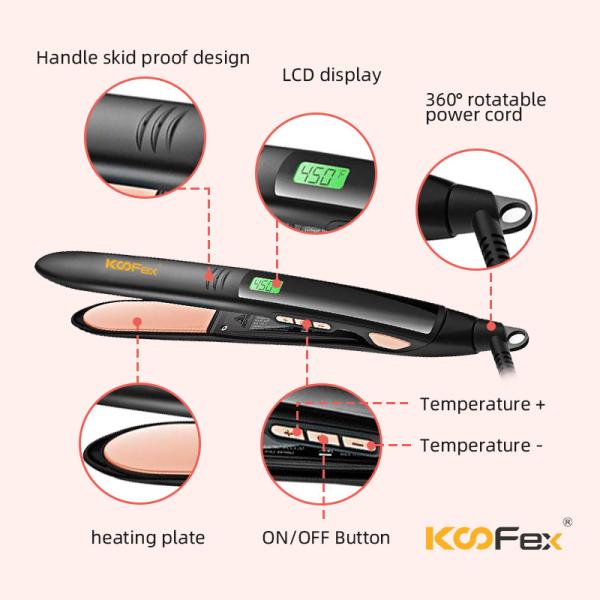 Straightener revestido cerâmico do cabelo de KooFex, Straightener a pilhas de 230 graus