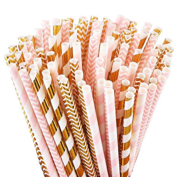 Various Cute Patterns Metallic Paper Straws  Biodegradable Eco Friendly