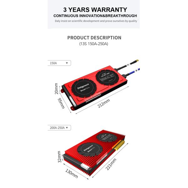 Daly Smart Bms 12S 36V 150A Система хранения солнечной энергии для дома Литий-ионная батарея Ess с Bluetooth/Rs485/Can Parallel Bms