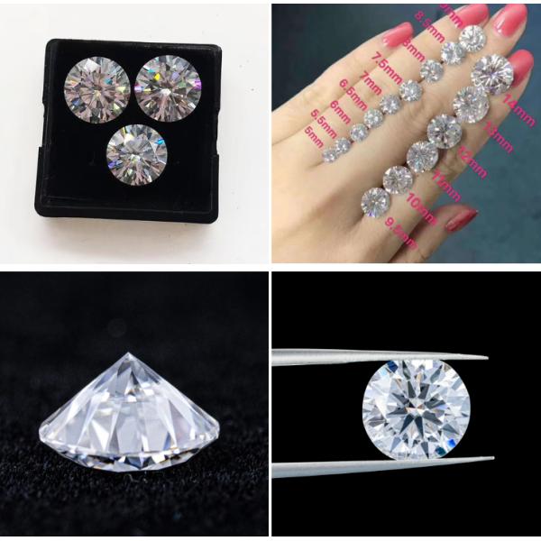 Драгоценный камень форма овальная 2-10ct Белый круглый резкий свободный мойсанит для обручальных колец