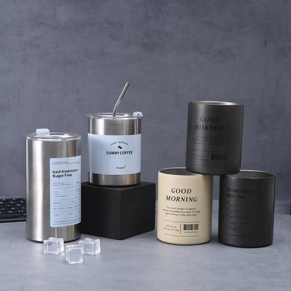 Customized Printing Stainless Steel Thermal Cup Portable Outdoor Straw 304 Stainless Steel Vacuum Double-Layer Thermal Cup
