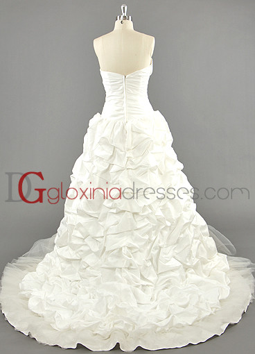2013 Ball Gown sweetheart train beaded lace taffeta ivory bridal dresses BDGD1094