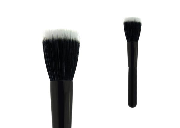Black Long Handle Flat Top Brush Buffer Makeup Brush With White Black Nylon Hair