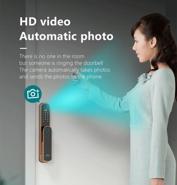 Aluminum Alloy Smart Camera Door Lock Face Recognition Door Camera Lock With Key