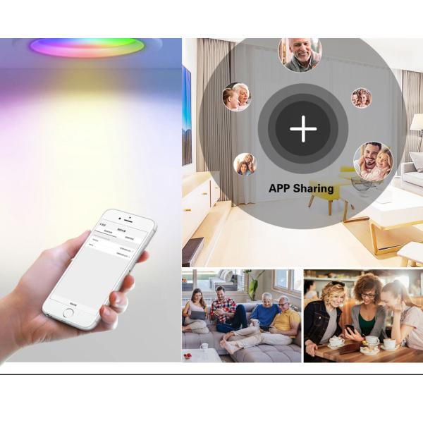 Living Room Downlight with White Shade Tuya Bluetooth Smart RGBCW Full-color Dimming