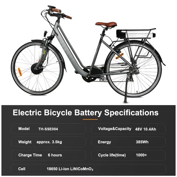 LiMn2O4 48v Electric Bicycle Battery 800 To 1000 Times OEM ODM