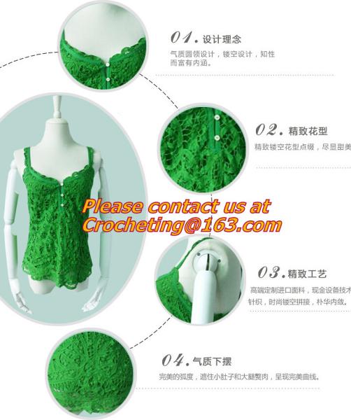 Casual Fashion, Vintage O-Neck, Sleeveless, Women Long Crochet, Chiffion Blouse Plus Size