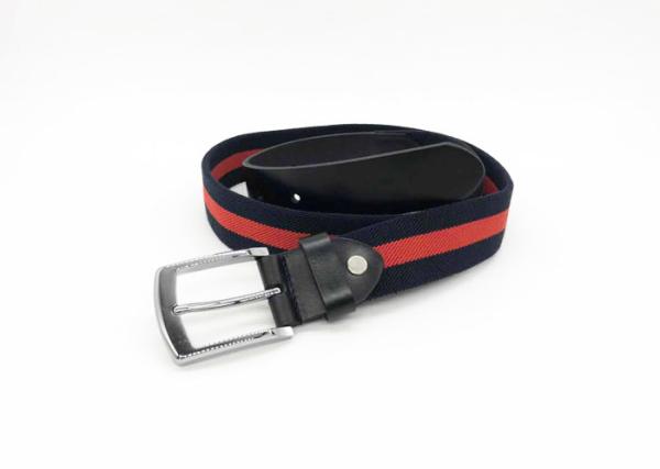 Red Stripe Mens Braided Elastic Stretch Belts , Jeans Men'S Stretchable Belts