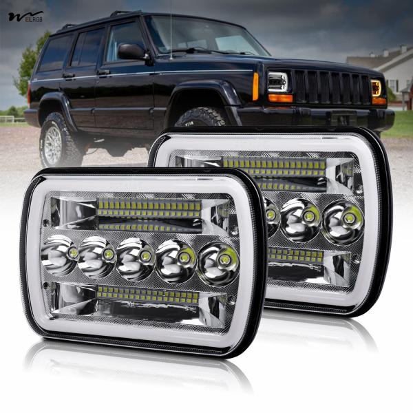 Светодиодные фары высокого/низкого света с огненными глазами DRL 5x7/7x6 чипов