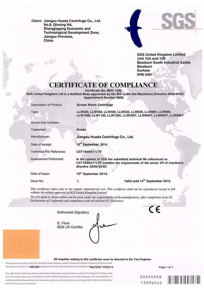 zhangjiagang smart machinery co.,ltd Сертификации