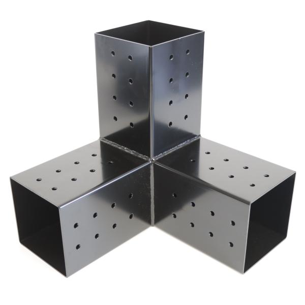 4x 4 Pergola Brackets Steel 3-Way Flat Angle Corner Bracket Heavy Duty Black Powder Coated Pergola Kit for Gazebo
