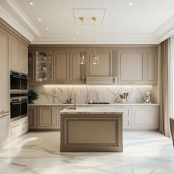 Modern High End Kitchen Design Luxury Oak Shaker Door Cupboard And Slim Shaker Kitchen Cabinet For Villa