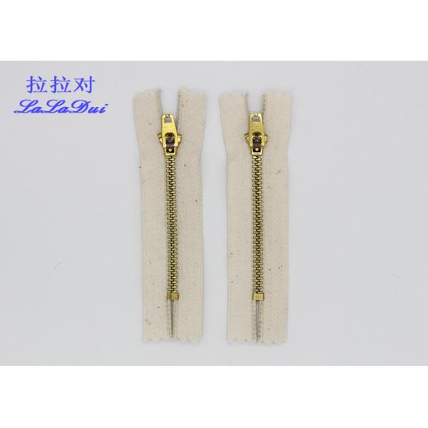 Pants White Heavy Duty Brass Zippers , Customized 6 Inch Separating Zipper