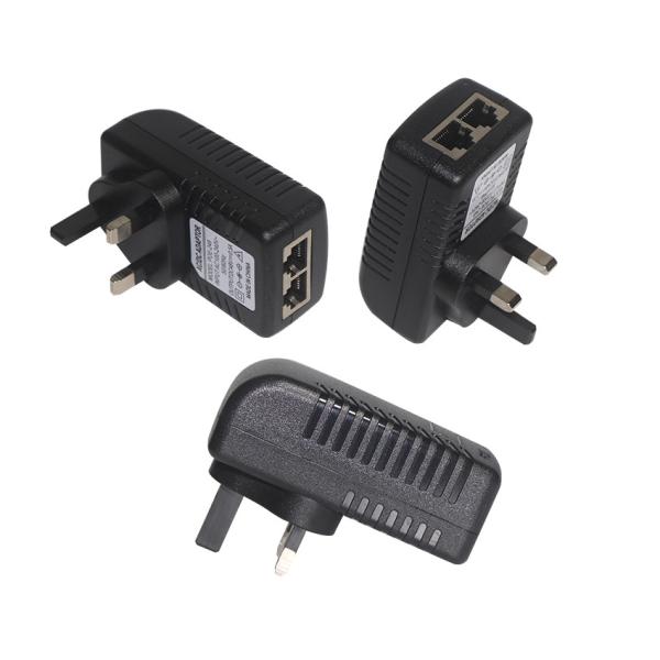 イギリス プラグ 24V 1A POE インジェクタ 2 RJ45 ポート IP カメラ