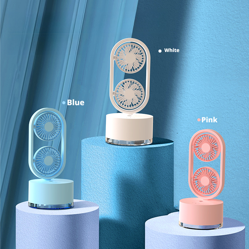 Lightweight Silent Humidifier Fan Quiet Tabletop Fan With 2000mAh Battery Plastic Design