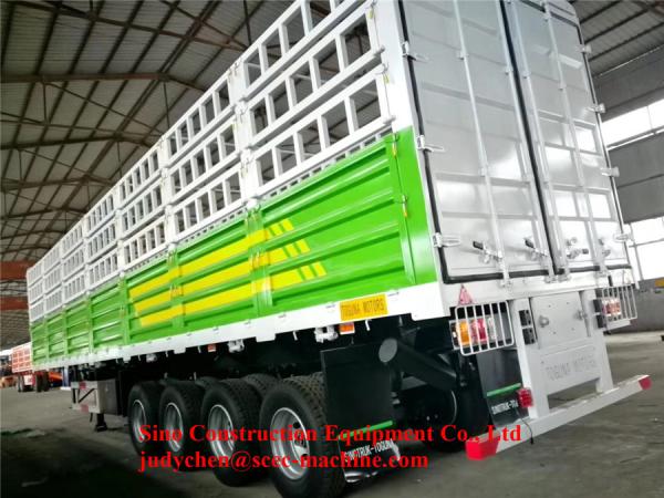 Blue Heavy Duty 4 Axle Semi Trailer 65 Ton Fence Type Semi Cargo Trailer