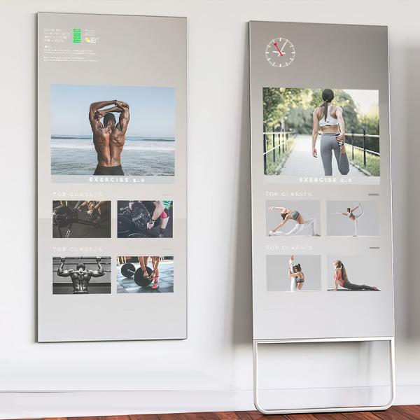 Touch Screen Camera Intelligent Display Interactive Fitness Mirror 43 Inch Floor Stand