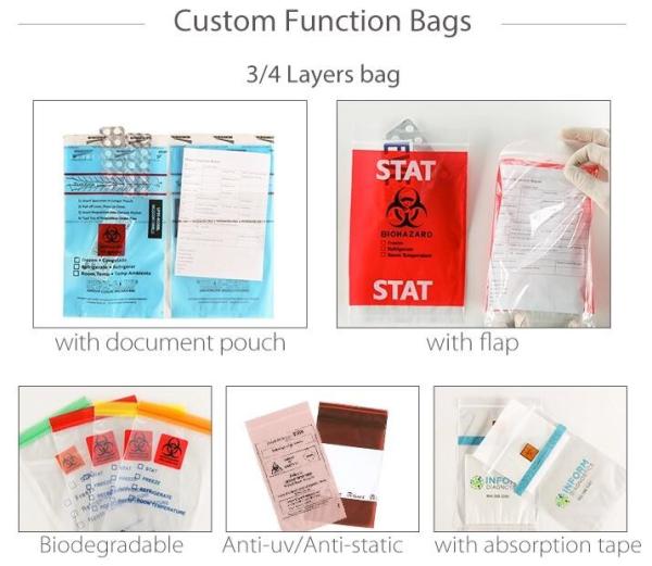 Blood Transport Bags, First Aid Bag Pac Pre-Printed Poly Bags For Disposing Waste. Plastic Bags For Health Applications