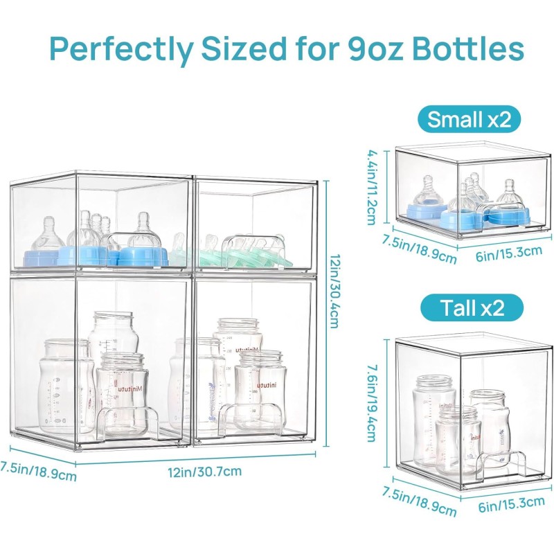 Multi-Tier Clear Makeup Organizer Detachable Stackable Desktop Storage Box Dustproof Cosmetic Display Case with Drawers for Home
