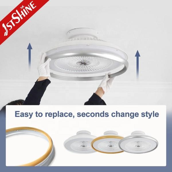 10- 1stshine Ventilador de teto LED com anel decorativo removível e iluminação dimmable