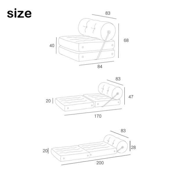 2025 New Single Modular Recliner Lazy Sofa Bed Foldable Floor Sofa Cloud Couch Compressed Tufted Upholstered