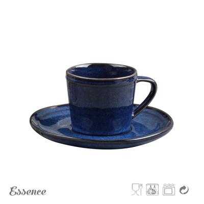230ml Ceramic Tea Coffee Set / Cup Set , Stoneware Cup And Saucer Eco Friendly