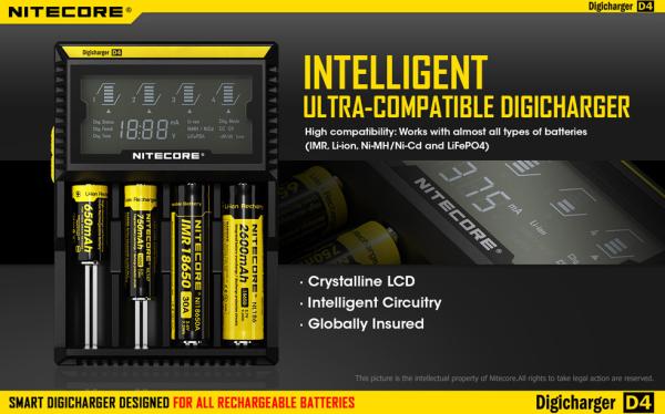 Nitecore LCD 2014 Latest universal smart charger Nitecore D4 battery charger