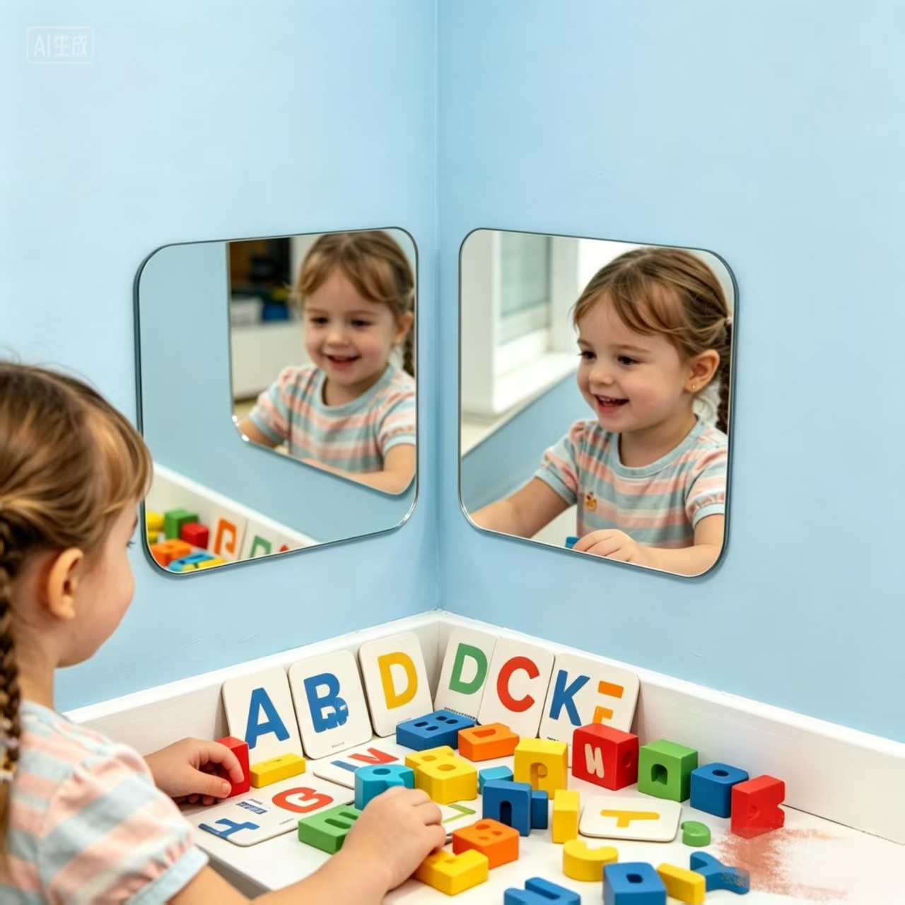 Square PS Mirror Sheet Shatterproof Self Adhesive Mirror Tile 1.8mm Thickness