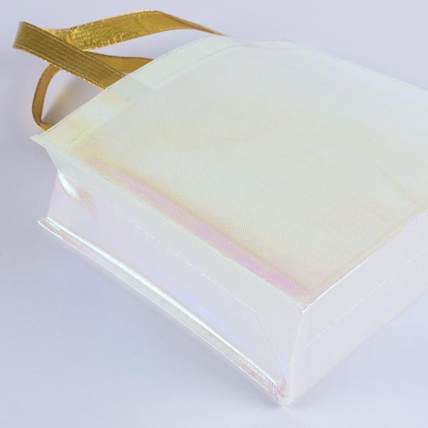 Exhibition Custom Logo Pink Holographic Non Woven Iridescent Tote Bag for Wedding Gift