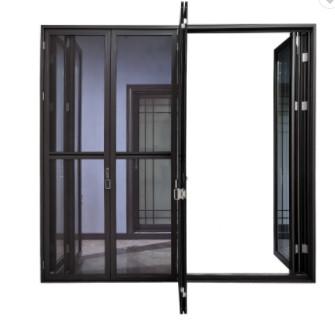 Soundproof Black Aluminium Bifold Doors , Aluminum Mosquito Net Door